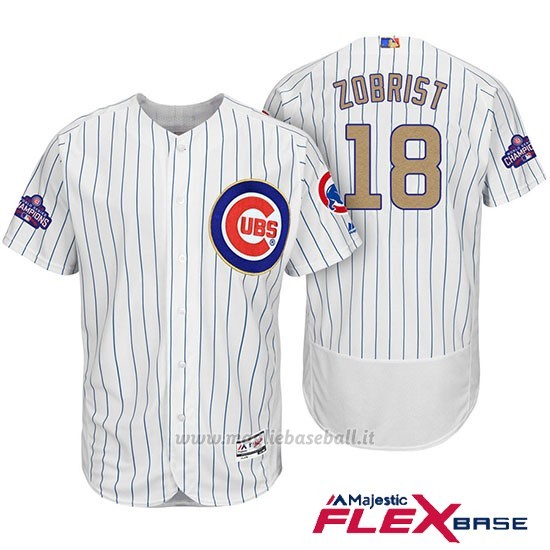 Maglia Baseball Uomo Chicago Cubs 18 Ben Zobrist Bianco Or Program Flex Base